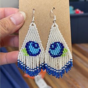 Blueberry beaded earrings.